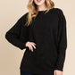 BOMBOM Drop Shoulder Long Sleeve Knit Top - DAVERRI FASHIONS