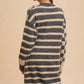 Oversized black and beige striped knit Annie Wear open front cardigan