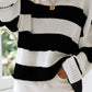 Daverri Fashions plus size black and white striped ribbed knit sweater