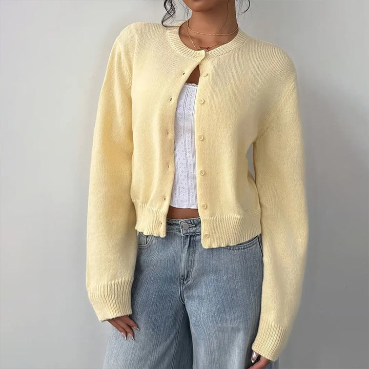 Yellow Lightweight Long Sleeve Open Knit Button-Up Cardigan | Cardigans Daverri Fashions