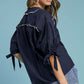 Umgee Full Size Embroidered Detail Button Down Shirt Tops