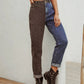 Two Tone Straight Leg Jeans - DAVERRI FASHIONS