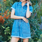 Veveret Elastic Waistband Denim Romper MEDWASH Rompers