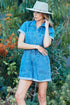 Veveret Elastic Waistband Denim Romper MEDWASH Rompers