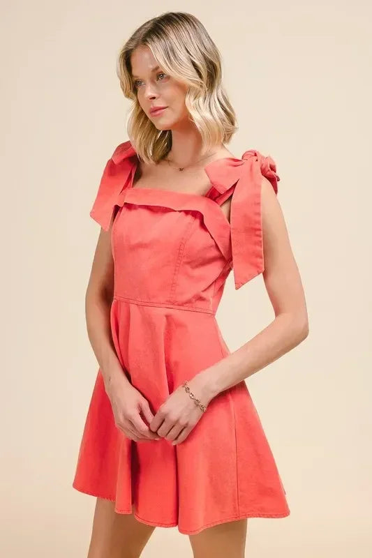 SO ME Fit and Flare Washed Gameday Dress - DAVERRI FASHIONS