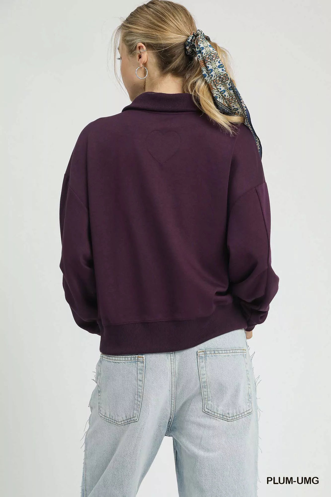 Umgee Half Zip Drop Shoulder Sweatshirt | Sweatshirts Daverri Fashions