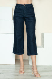 Judy Blue Full Size Side Seam Braid Detail Crop Wide Leg Jeans | Jeans Daverri Fashions