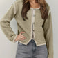 Button-Front Cardigan with Contrast Trim - DAVERRI FASHIONS
