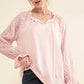 And The Why Leaves Shape Textured Sleeve Blouse Blouses