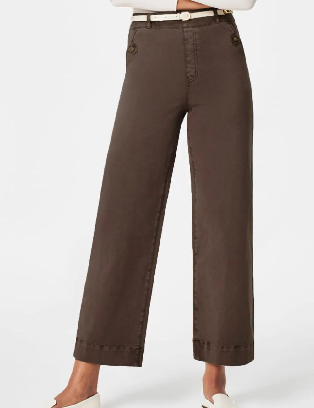 Dark Brown High Waist Jeans with Pockets | Jeans Daverri Fashions