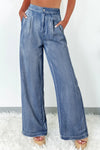 Daverri Fashions high-waisted wide-leg denim jeans in medium blue wash