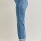 Judy Blue High Waist Bf Criss-cross Mild Destroy Jeans with Single Cuff - DAVERRI FASHIONS