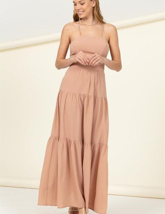 Said Yes Tiered Maxi Dress TAUPE Maxi Dresses