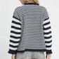Umgee Ruffle Neck Stripe Sweater - DAVERRI FASHIONS