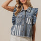 BiBi American Flag Washed Denim Jacket - DAVERRI FASHIONS