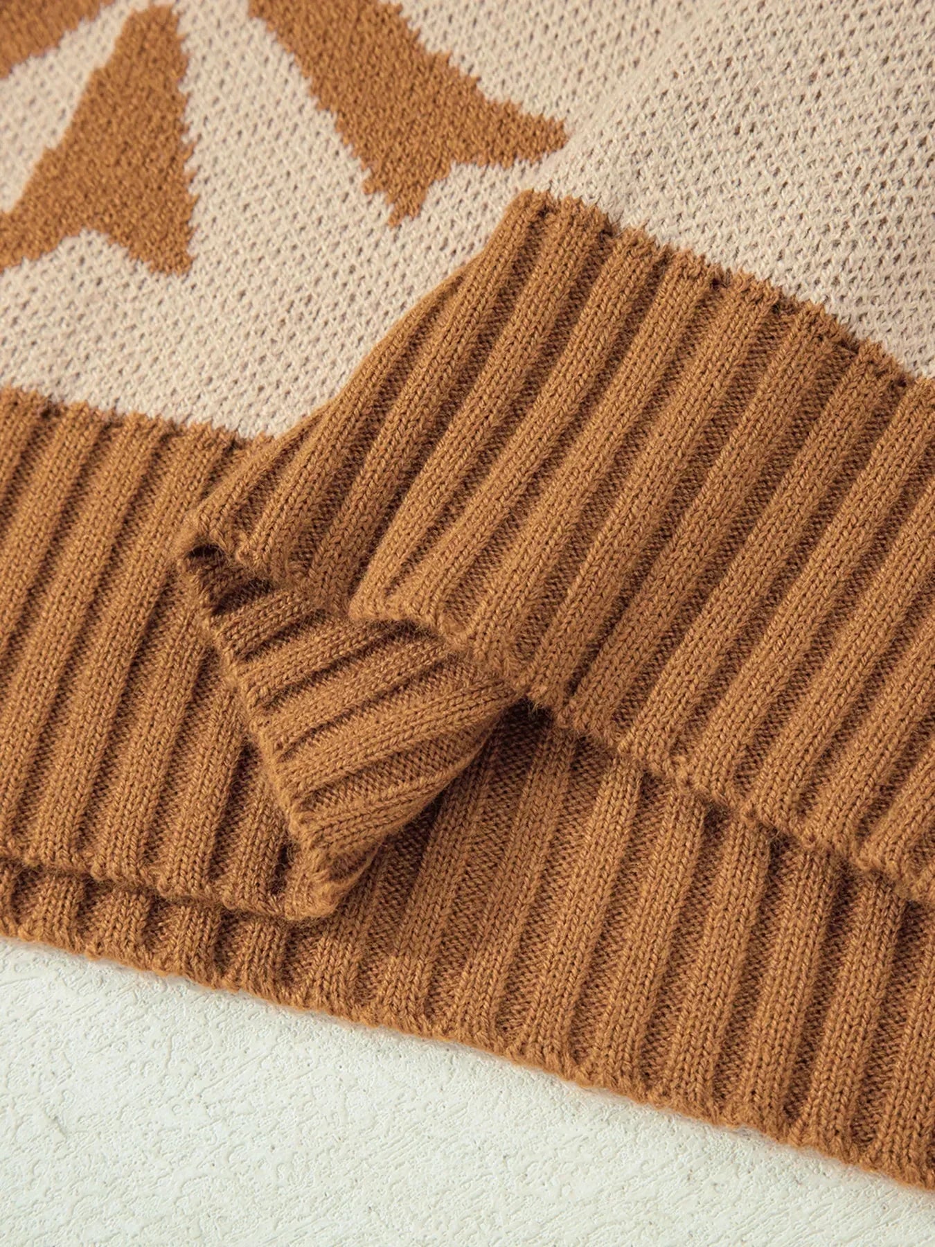 Ribbon Bow Checkered Striped Sleeve Drop Shoulder Sweater - DAVERRI FASHIONS