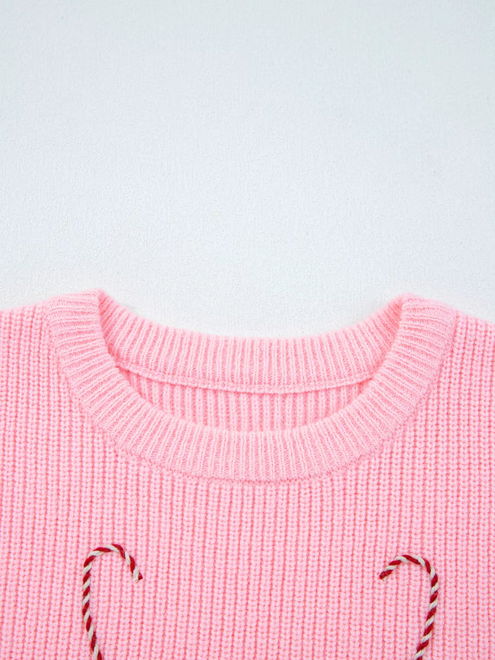 Merry Candy Cane Christmas Crew Neck Sweater | Sweaters Daverri Fashions