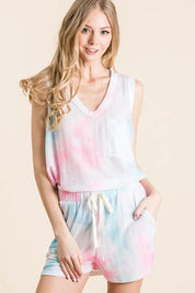 BiBi Tie Dye Textured Knit Top and Shorts Set | Outfit Sets Daverri Fashions