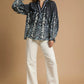Umgee Full Size Floral Vine Print Blouse with Balloon Sleeves Plus Size