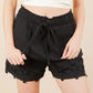 VERY J Lace Contrast Detail Woven Shorts BLACK S