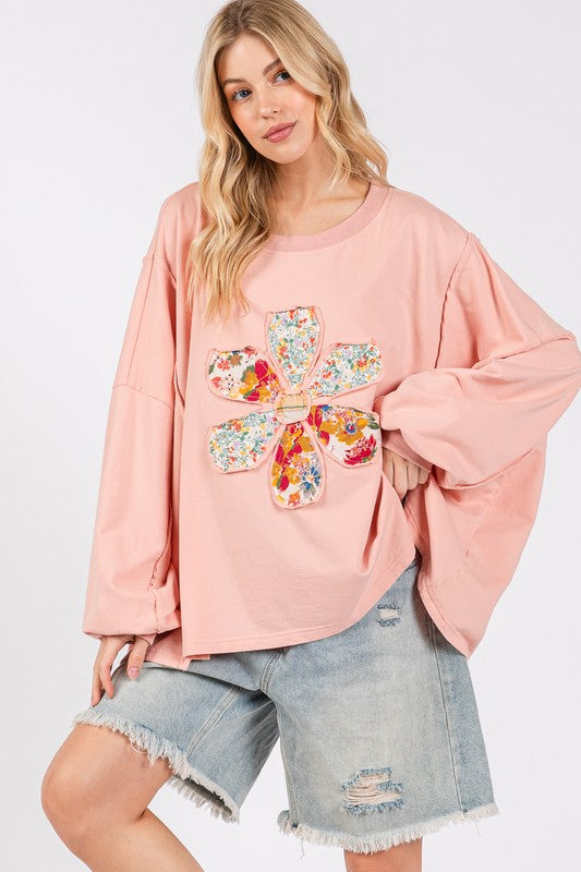 SAGE + FIG Flower Patch Dropped Shoulder Oversize Top Tops