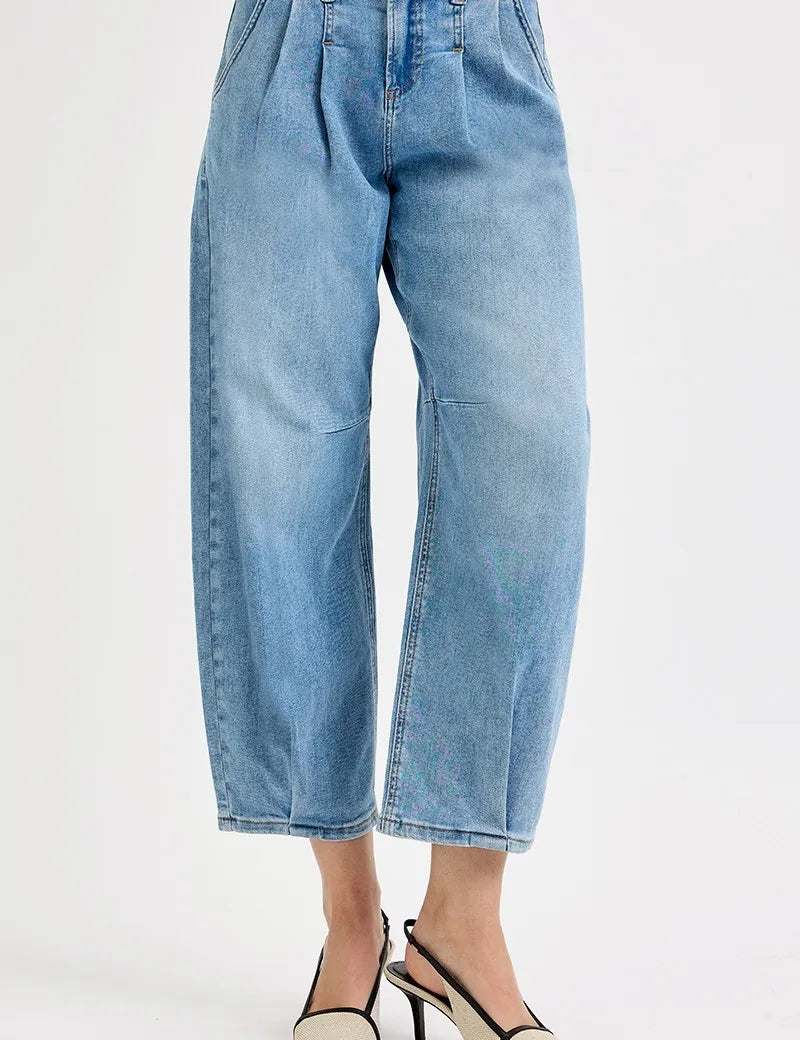 RISEN Full Size Mid Rise Fit Crop Wide Volume Leg Jeans Plus Size | Jeans Daverri Fashions
