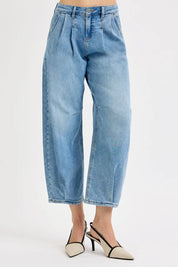 RISEN Full Size Mid Rise Fit Crop Wide Volume Leg Jeans Plus Size | Jeans Daverri Fashions
