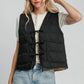 Umgee Heart Quilted Tie-Front Vest Black