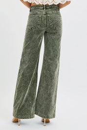RISEN Full Size High Rise Wide Leg Corduroy Jeans Plus Size | Jeans Daverri Fashions