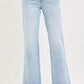 RISEN Tummy Control Mid Rise Ankle Straight Fray Hem Jeans in light-wash denim