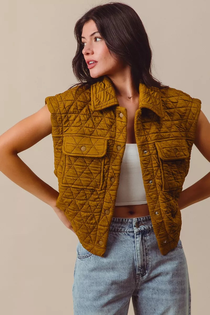 SO ME Triangle Quilting Stitch Button Up Knit Vest | Vests Daverri Fashions
