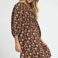 Umgee Floral Tie-Neck Babydoll Dress