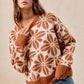 BiBi Flower Pattern Long Sleeve Sweater - DAVERRI FASHIONS