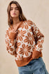 BiBi Flower Pattern Long Sleeve Sweater - DAVERRI FASHIONS