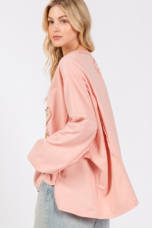 SAGE + FIG Flower Patch Dropped Shoulder Oversize Top Tops