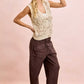 BiBi Washed Terry Pants with Pockets Vintage Mocha - DAVERRI FASHIONS