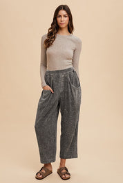 Annie Wear Mineral Washed Elastic Waist Pants Pants