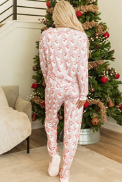 Santa Print Long Sleeve Top and Pants Lounge Set | Loungewear Sets Daverri Fashions