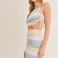 MABLE Striped Knit Cami and Midi Skirt Set Blue