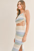 MABLE Striped Knit Cami and Midi Skirt Set Blue