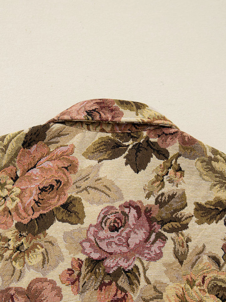 Floral Waffle Knit Patchwork Chest Pockets Buttoned Jacket | Jackets Daverri Fashions