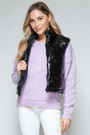 Snobbish Zip Up Turtleneck Shiny Quilted Vest - DAVERRI FASHIONS