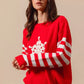 SO ME Christmas Snowflake Crochet Embellished Sweater - DAVERRI FASHIONS