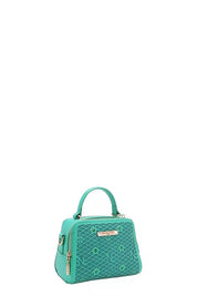 EMERALD One Size Vegan Geometric Pattern Structured Handbag | Handbags Daverri Fashions