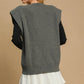 Umgee Oversized V Neck Ribbed Sweater Vest