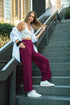 Umgee Full Size Drawstring Wide Leg Pants with Pockets Merlot