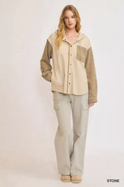 Umgee Washed French Terry Shacket | Daverri Fashions