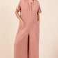 Mittoshop Button Detail Short Sleeve Wide Leg Jumpsuit