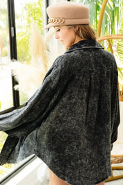 BiBi Vintage Washed Wrinkle Gauze Shacket | Daverri Fashions