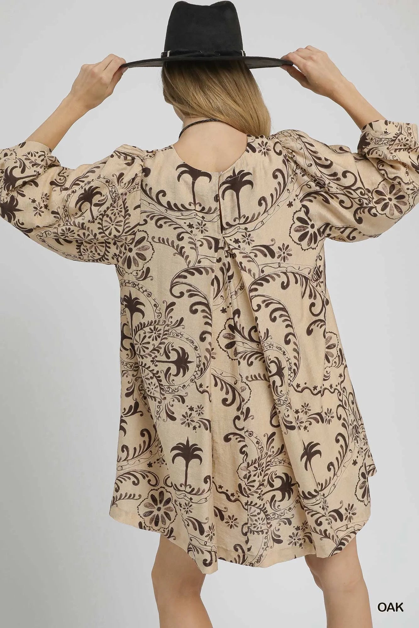 Umgee Boho Printed Balloon Sleeve Mini Dress Mini Dresses